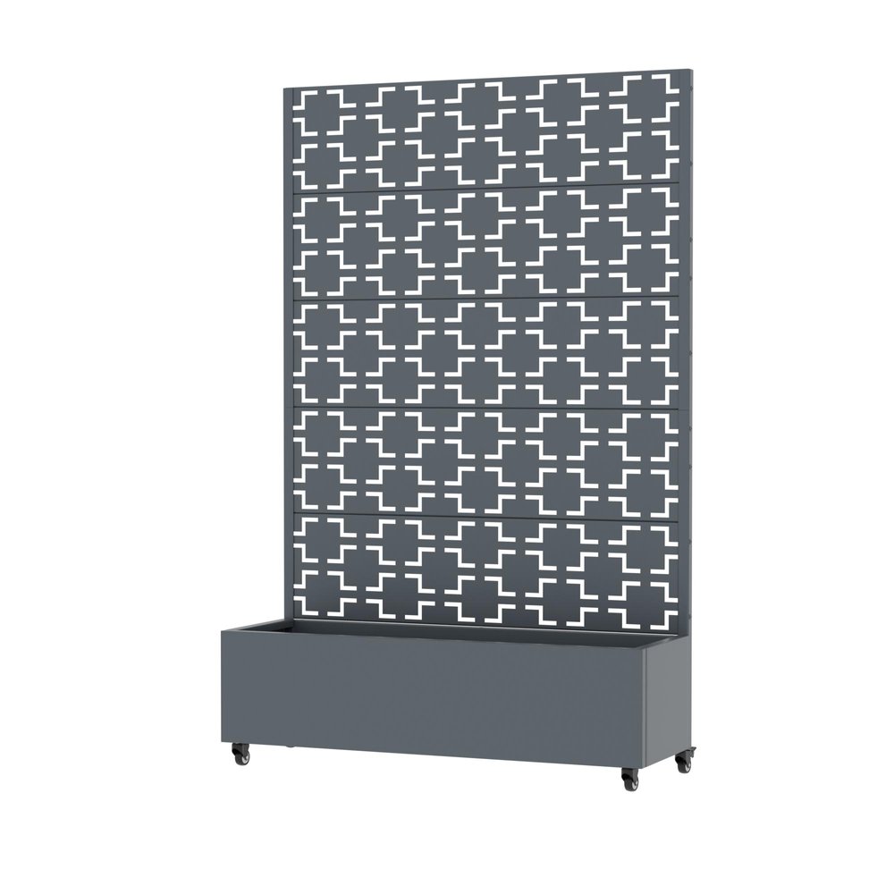 72" Gray Abstract Geometric Metal Outdoor Privacy Screen HomeRoots