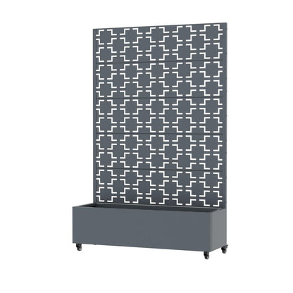72" Gray Abstract Geometric Metal Outdoor Privacy Screen HomeRoots