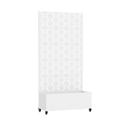 72" White Abstract Geometric Metal Outdoor Privacy Screen HomeRoots