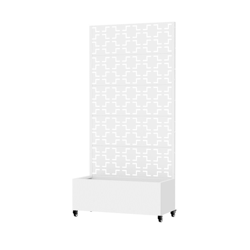 72" White Abstract Geometric Metal Outdoor Privacy Screen HomeRoots
