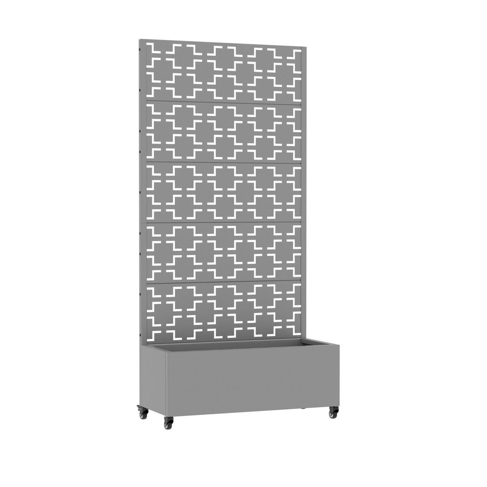 72" Gray Abstract Geometric Metal Outdoor Privacy Screen — view 4