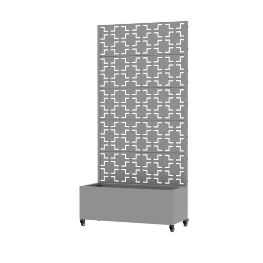 72" Gray Abstract Geometric Metal Outdoor Privacy Screen