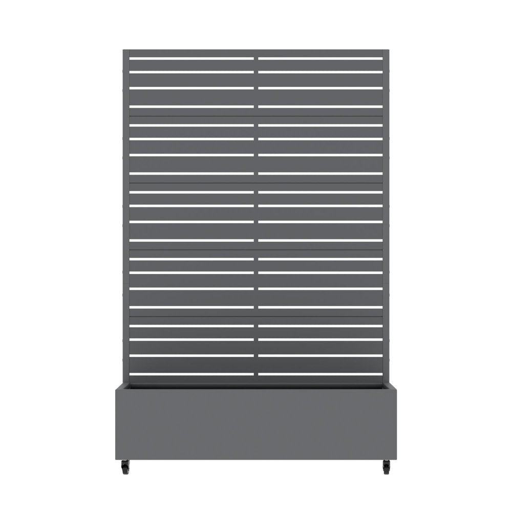 72" Gray Striped Metal Outdoor Privacy Screen — view 1