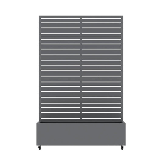 72" Gray Striped Metal Outdoor Privacy Screen