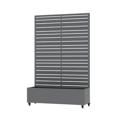 72" Gray Striped Metal Outdoor Privacy Screen