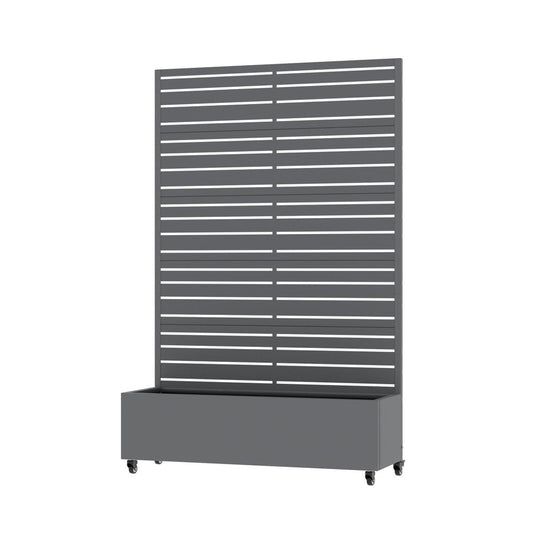 72" Gray Striped Metal Outdoor Privacy Screen