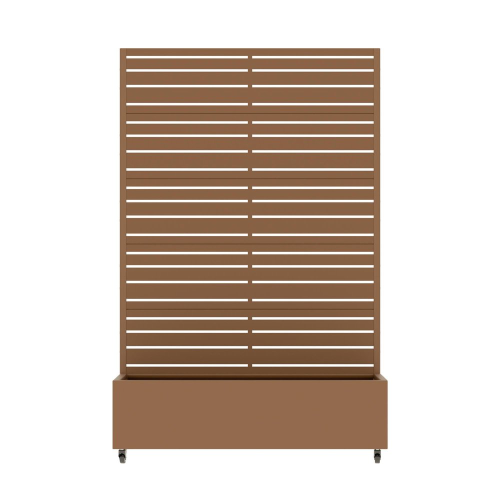 72" Brown Striped Metal Outdoor Privacy Screen — view 1