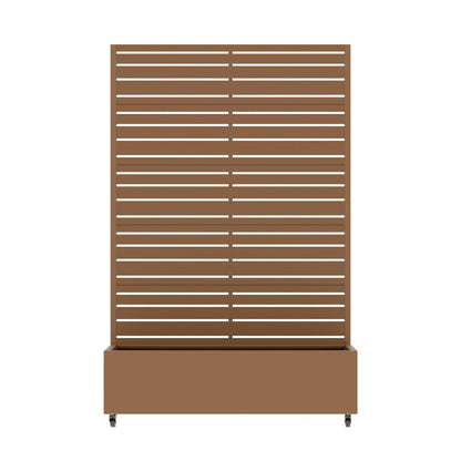 72" Brown Striped Metal Outdoor Privacy Screen HomeRoots