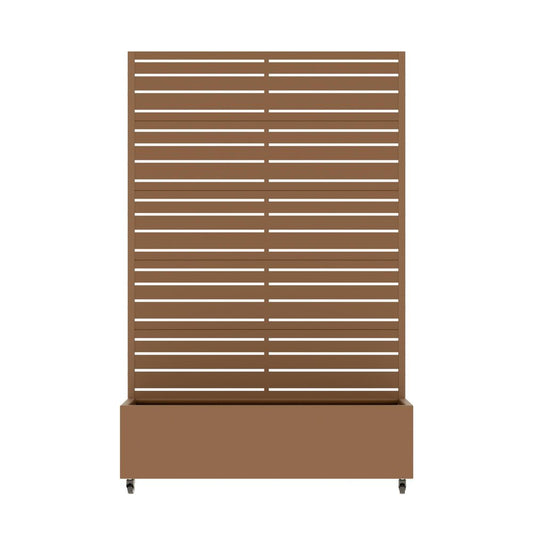 72" Brown Striped Metal Outdoor Privacy Screen