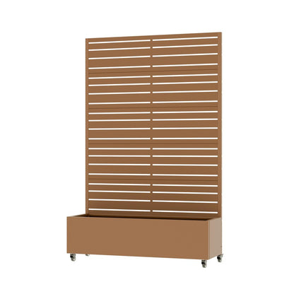 72" Brown Striped Metal Outdoor Privacy Screen HomeRoots
