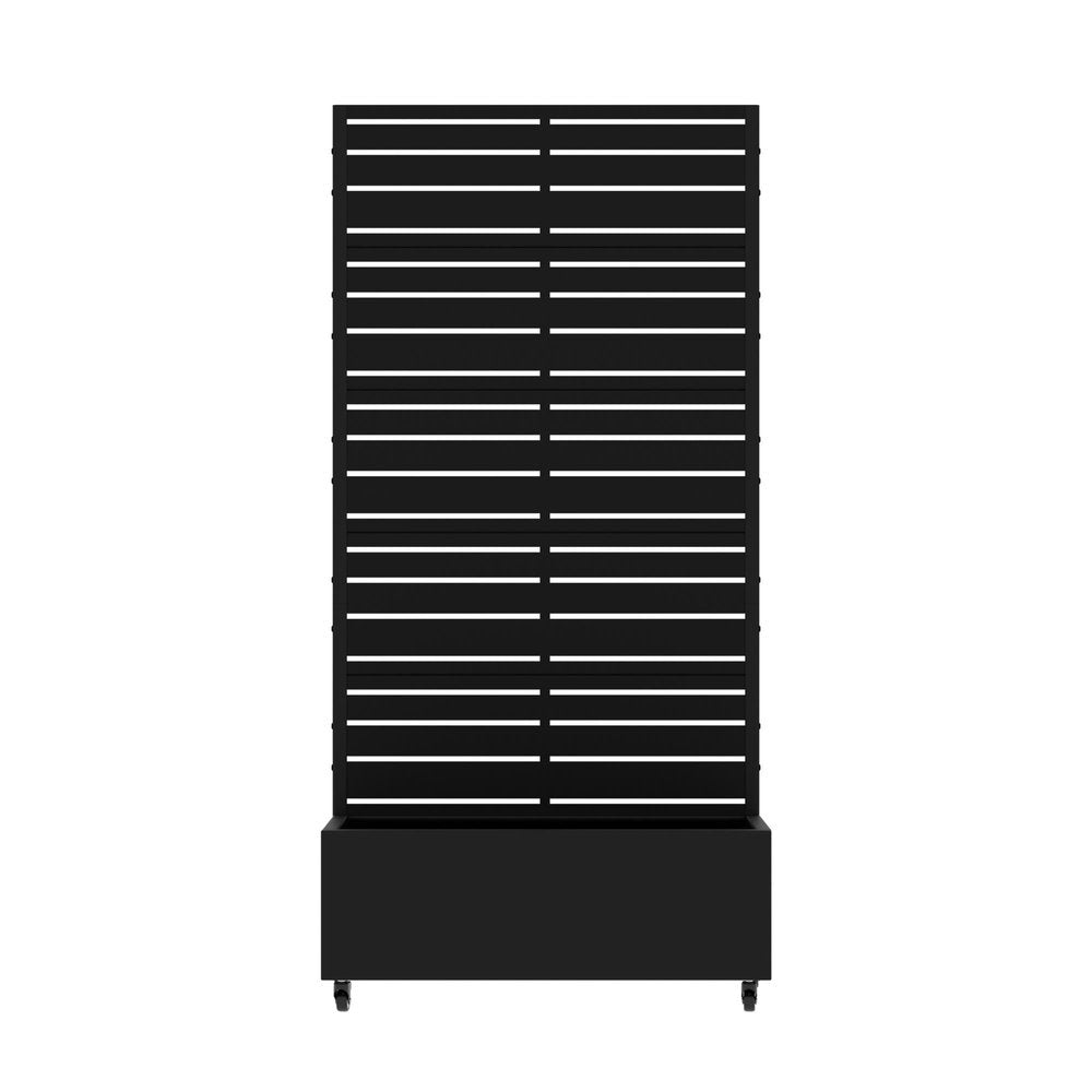 72" Black Striped Metal Outdoor Privacy Screen HomeRoots