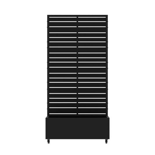 72" Black Striped Metal Outdoor Privacy Screen