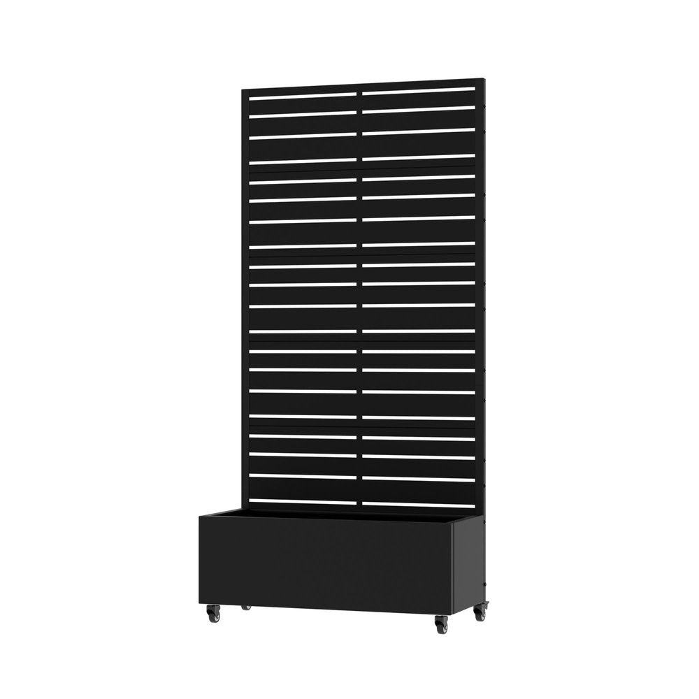 72" Black Striped Metal Outdoor Privacy Screen HomeRoots