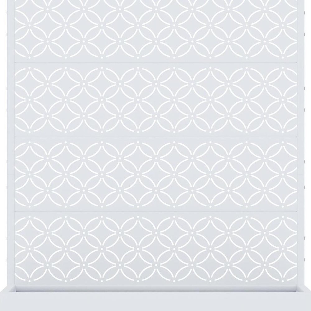 72" White Abstract Geometric Metal Outdoor Privacy Screen — view 3