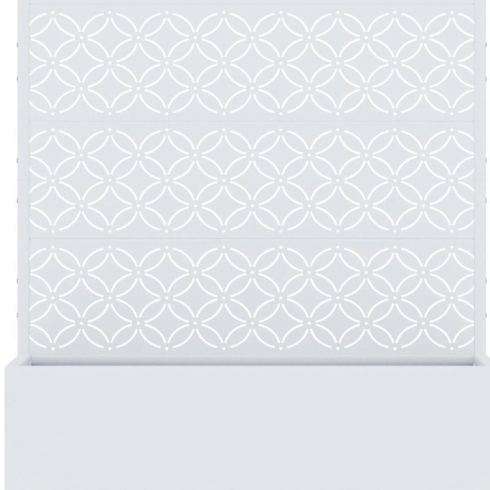 72" White Abstract Geometric Metal Outdoor Privacy Screen HomeRoots