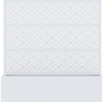 72" White Abstract Geometric Metal Outdoor Privacy Screen