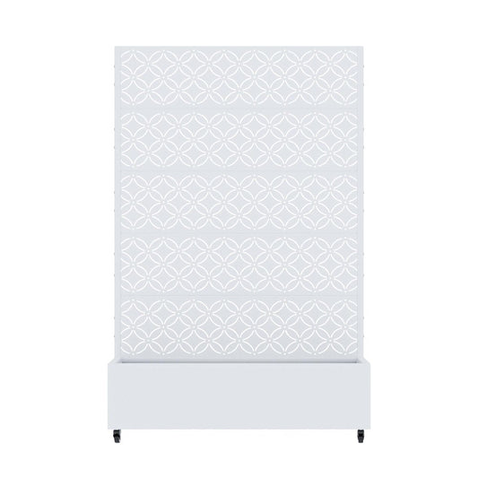 72" White Abstract Geometric Metal Outdoor Privacy Screen
