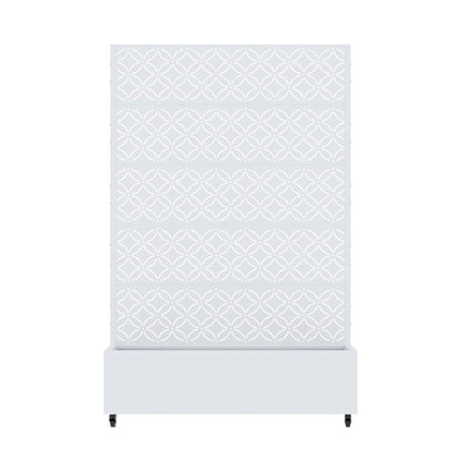 72" White Abstract Geometric Metal Outdoor Privacy Screen