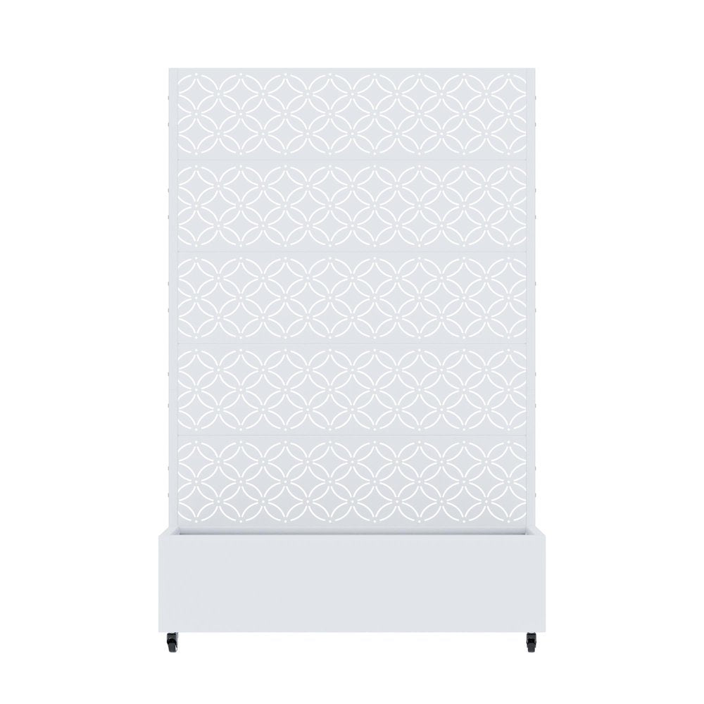 72" White Abstract Geometric Metal Outdoor Privacy Screen HomeRoots