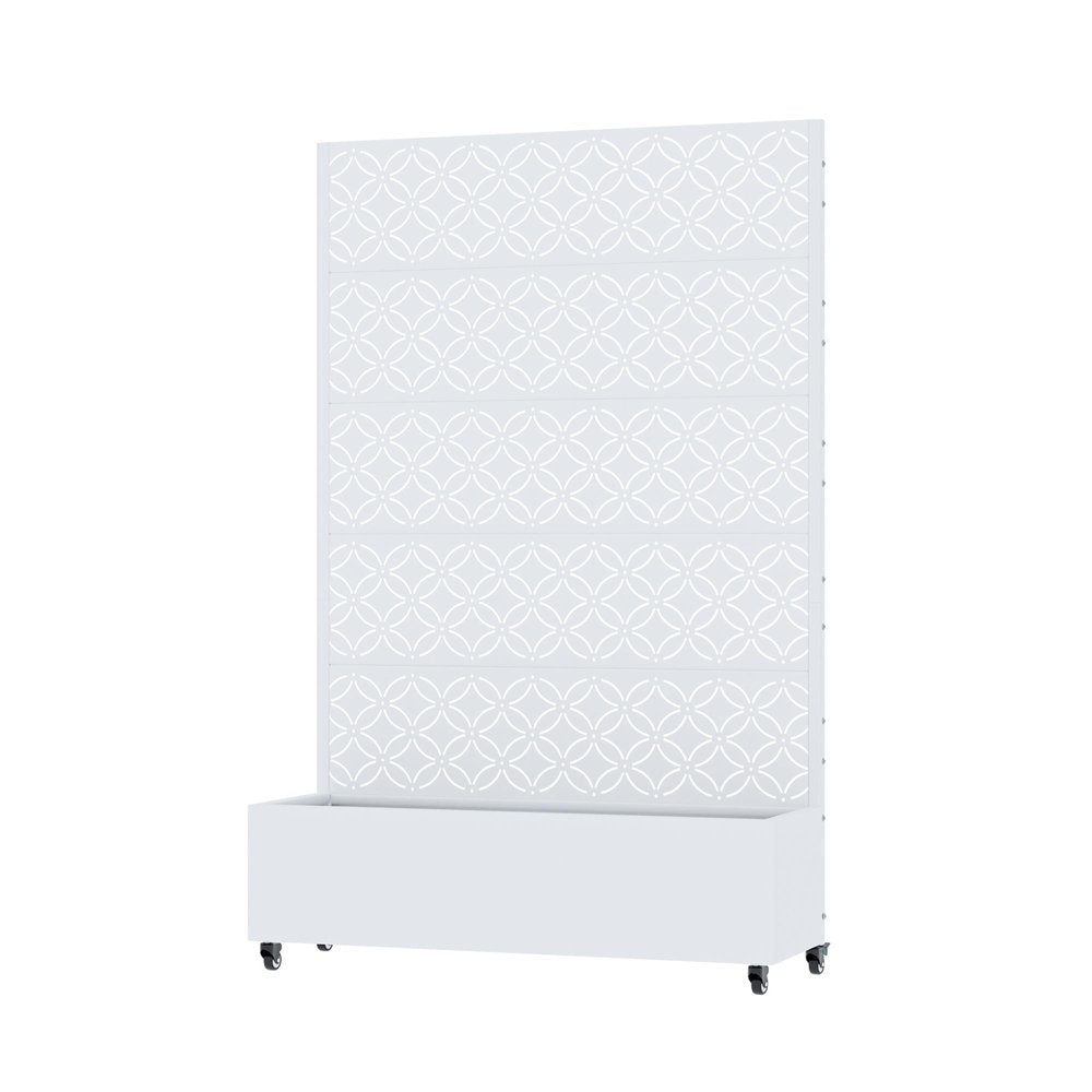 72" White Abstract Geometric Metal Outdoor Privacy Screen — view 2