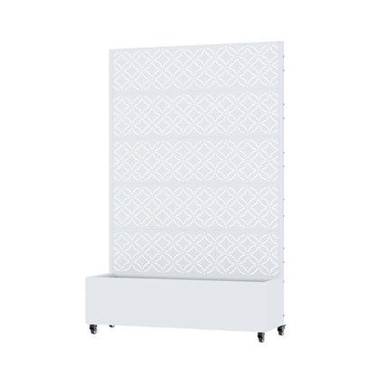 72" White Abstract Geometric Metal Outdoor Privacy Screen