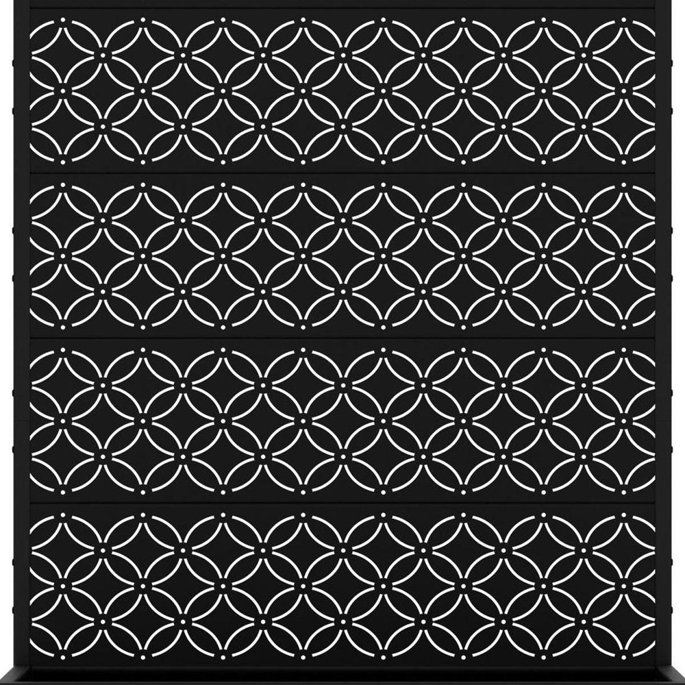 72" Black Abstract Geometric Metal Outdoor Privacy Screen HomeRoots