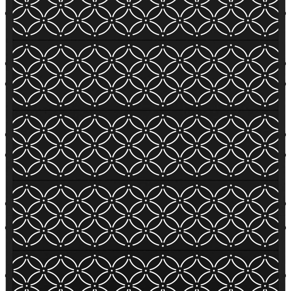72" Black Abstract Geometric Metal Outdoor Privacy Screen HomeRoots