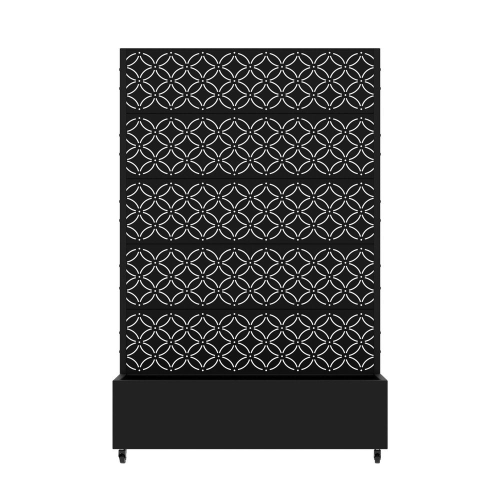 72" Black Abstract Geometric Metal Outdoor Privacy Screen HomeRoots