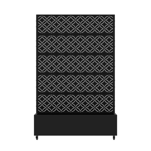 72" Black Abstract Geometric Metal Outdoor Privacy Screen