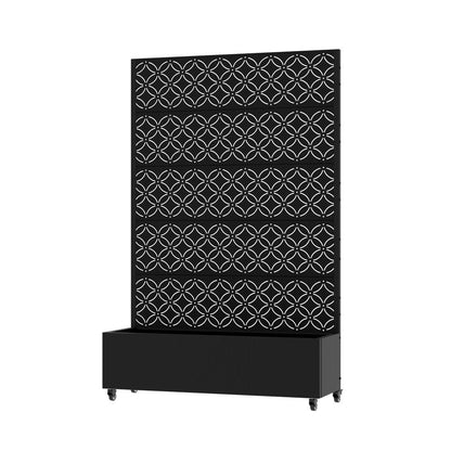 72" Black Abstract Geometric Metal Outdoor Privacy Screen HomeRoots