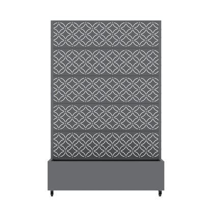 72" Gray Abstract Geometric Metal Outdoor Privacy Screen HomeRoots