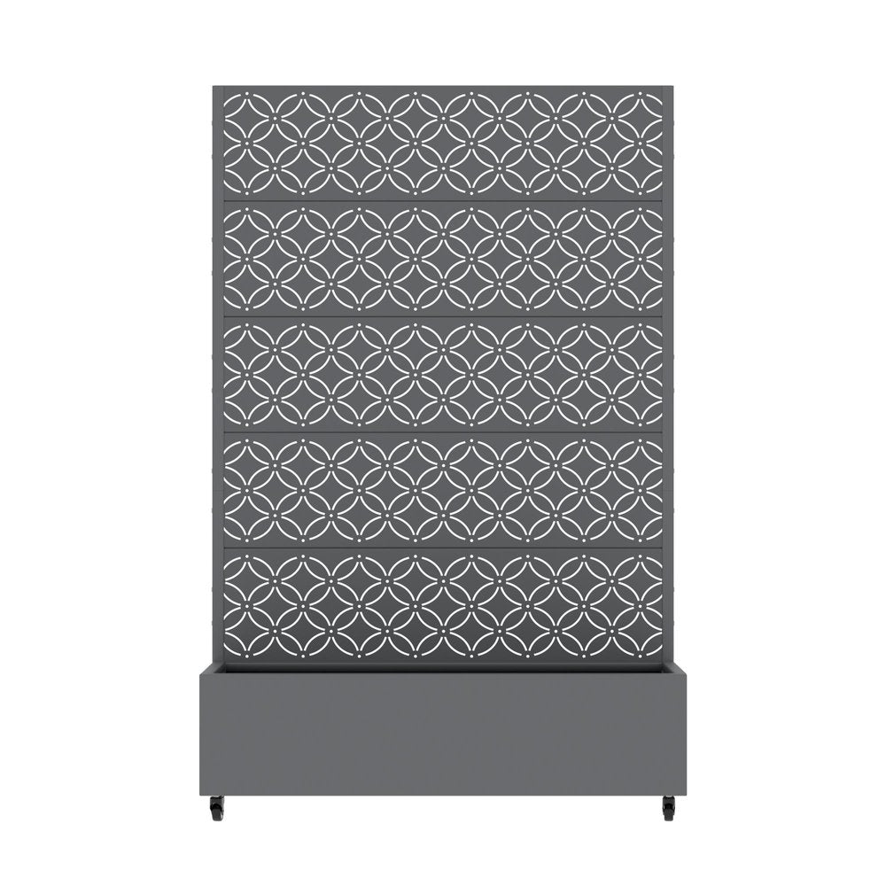 72" Gray Abstract Geometric Metal Outdoor Privacy Screen HomeRoots