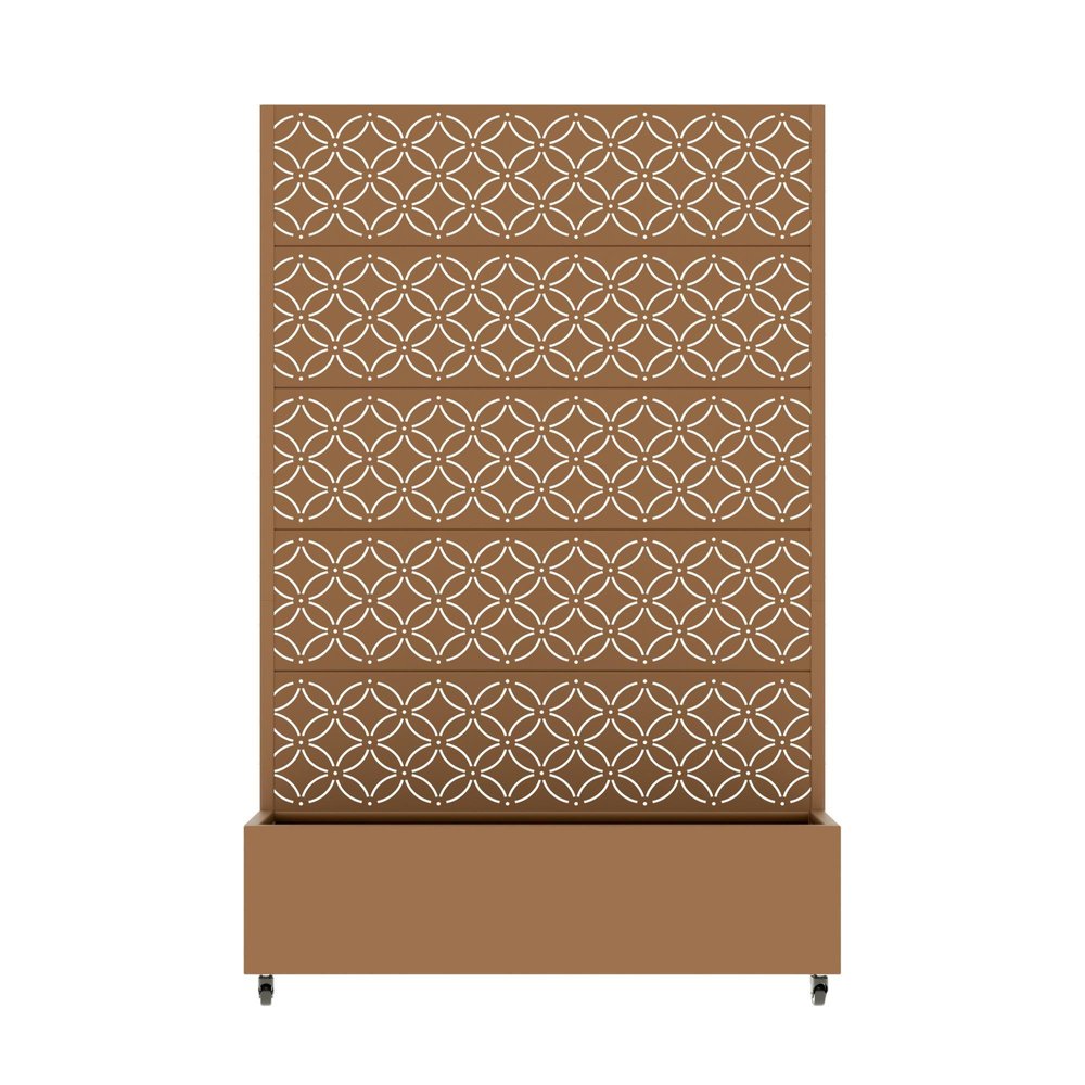 72" Brown Abstract Geometric Metal Outdoor Privacy Screen HomeRoots