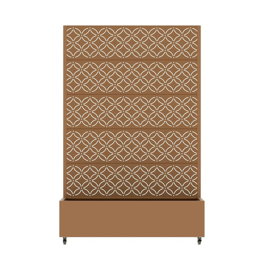 72" Brown Abstract Geometric Metal Outdoor Privacy Screen