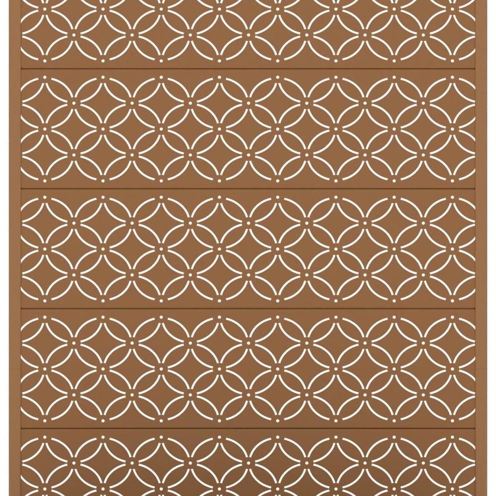 72" Brown Abstract Geometric Metal Outdoor Privacy Screen HomeRoots