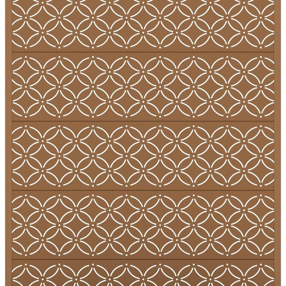 72" Brown Abstract Geometric Metal Outdoor Privacy Screen HomeRoots