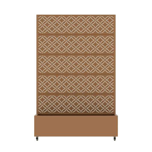 72" Brown Abstract Geometric Metal Outdoor Privacy Screen