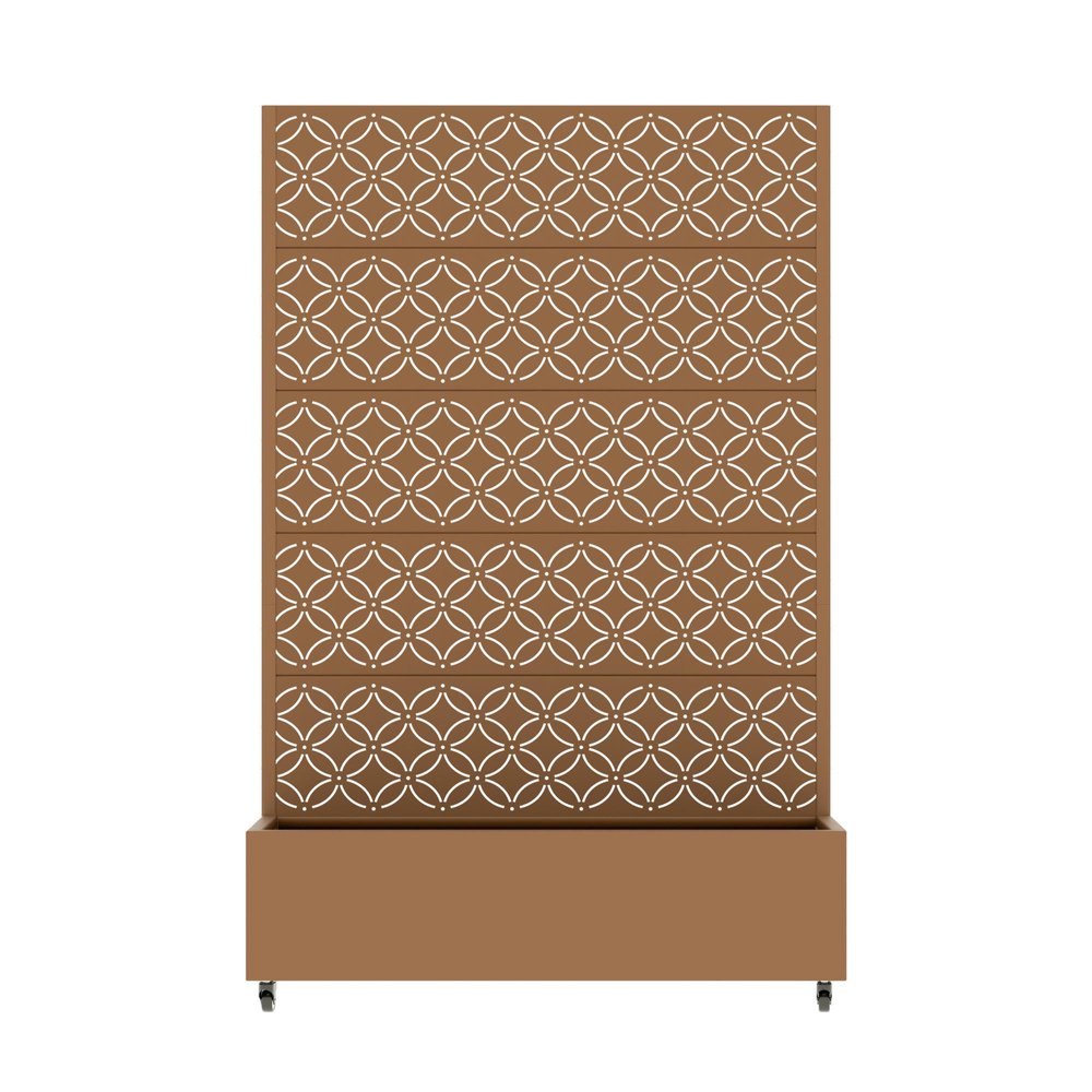 72" Brown Abstract Geometric Metal Outdoor Privacy Screen HomeRoots