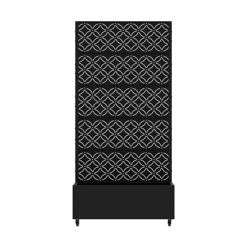 72" Black Abstract Geometric Metal Outdoor Privacy Screen — view 1