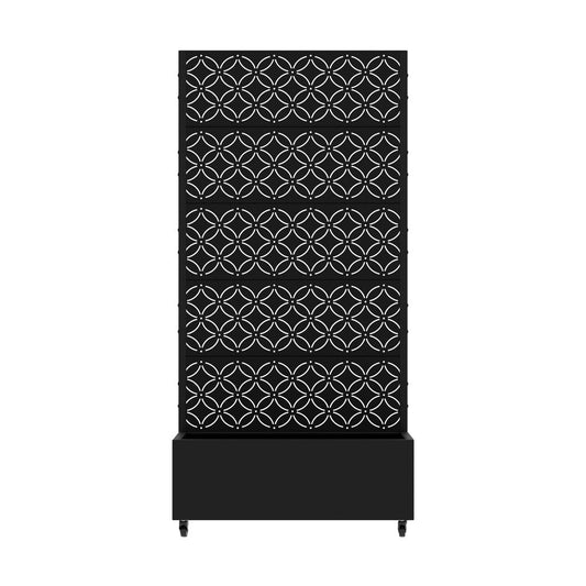 72" Black Abstract Geometric Metal Outdoor Privacy Screen
