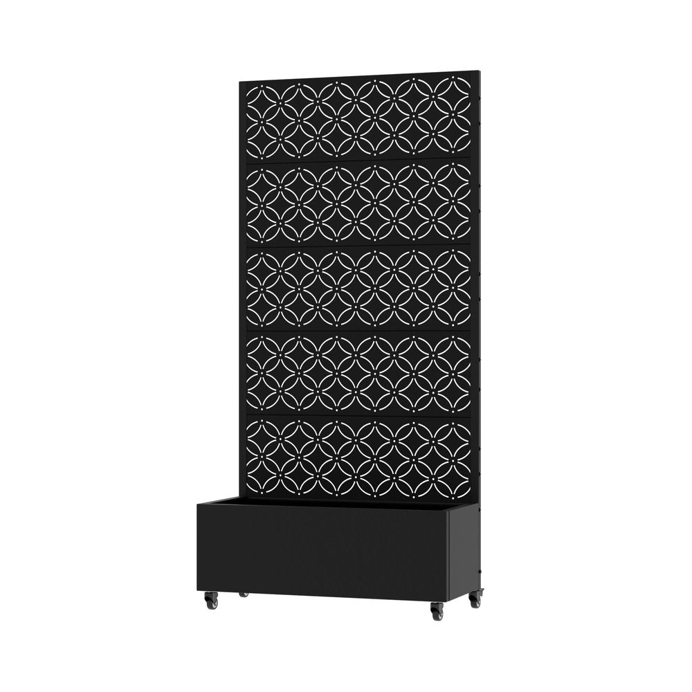 72" Black Abstract Geometric Metal Outdoor Privacy Screen — view 2