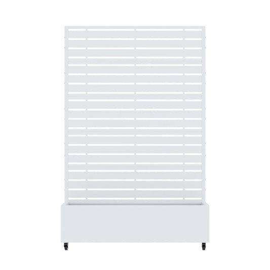 72" White Striped Metal Outdoor Privacy Screen