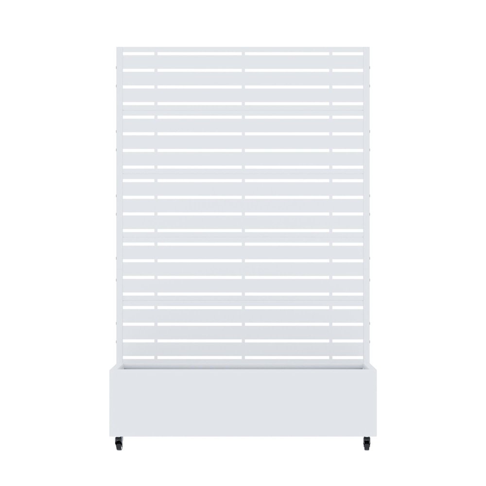 72" White Striped Metal Outdoor Privacy Screen HomeRoots