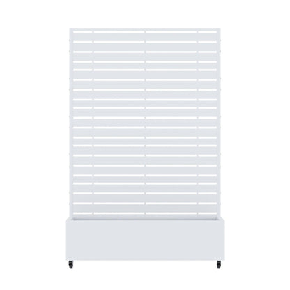 72" White Striped Metal Outdoor Privacy Screen HomeRoots