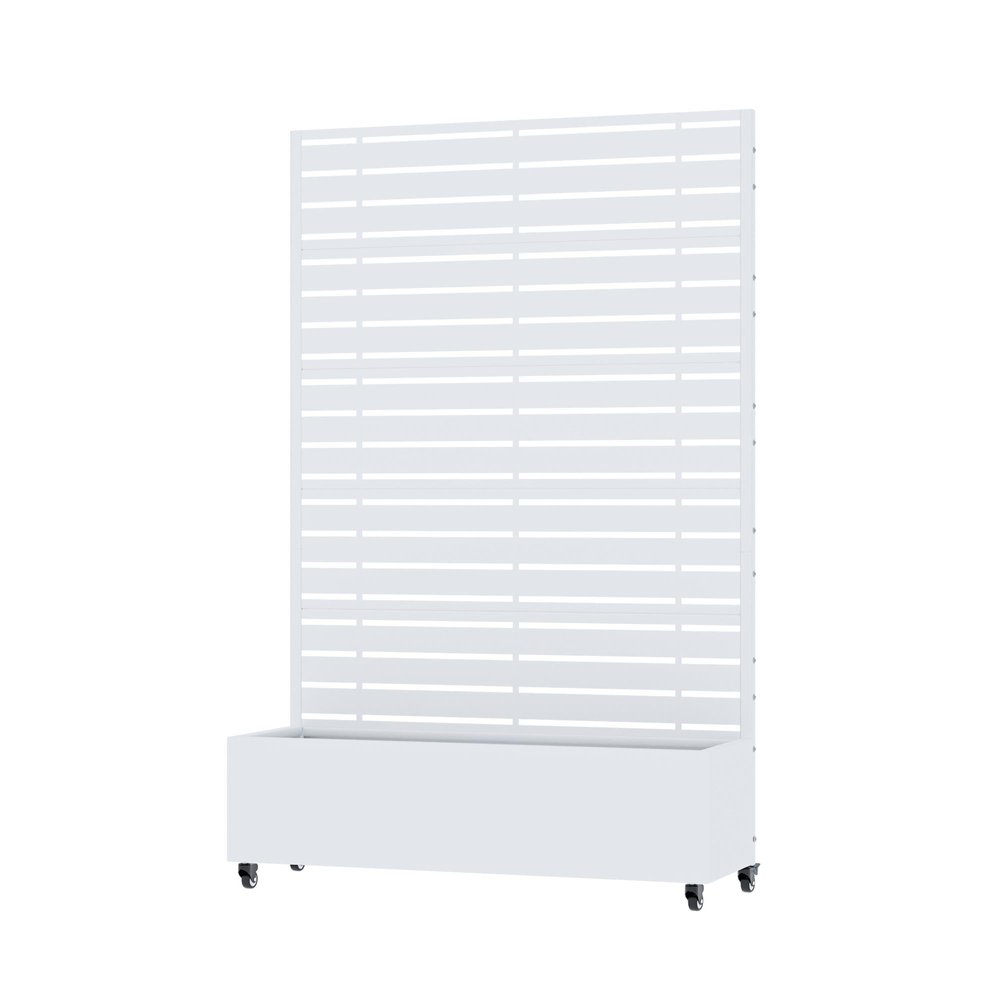 72" White Striped Metal Outdoor Privacy Screen — view 2