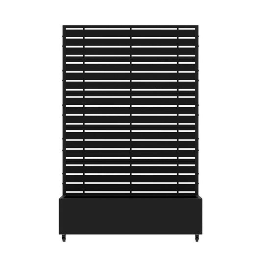 72" Black Striped Metal Outdoor Privacy Screen