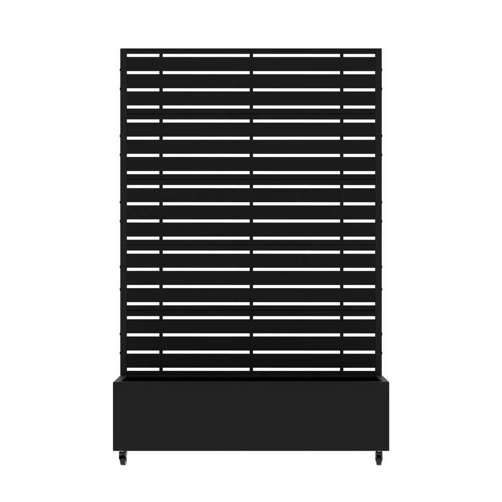 72" Black Striped Metal Outdoor Privacy Screen HomeRoots