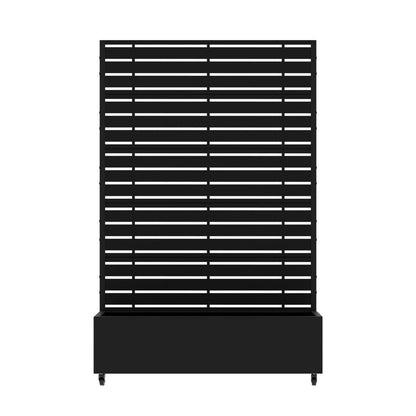 72" Black Striped Metal Outdoor Privacy Screen HomeRoots