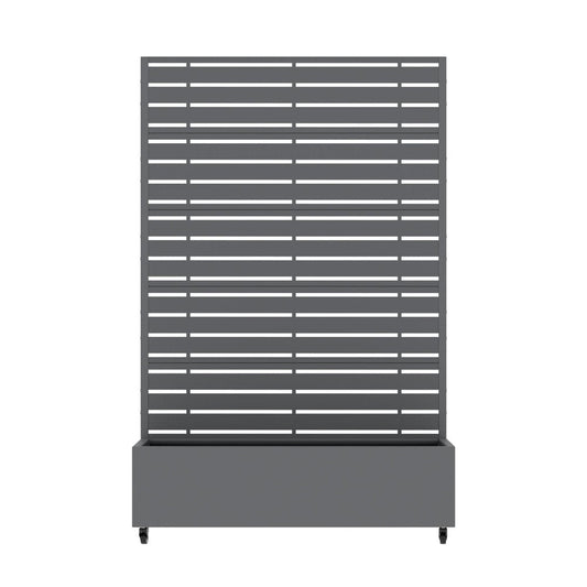 72" Gray Striped Metal Outdoor Privacy Screen