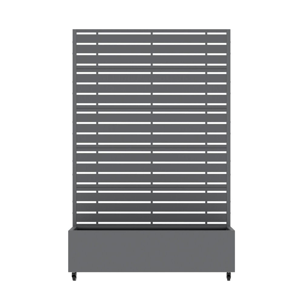 72" Gray Striped Metal Outdoor Privacy Screen — view 1